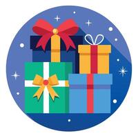Black Friday. Top view christmas boxes with ribbon on blue background with copy space. vector
