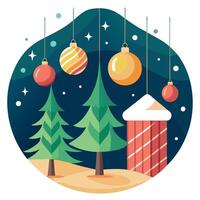 Vertical Christmas Background. cozy holiday backdrop with rustic ornaments and warm lights vector