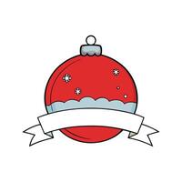 Close up of a Christmas bauble. snowy background with copy space. Christmas banner vector