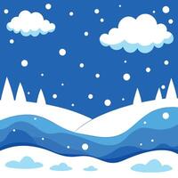 Beautiful background image of small snowdrifts. falling snow and snowflakes in white and blue tones vector