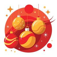 Abstract. red christmas background with golden ornaments and bokeh vector