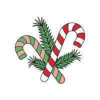 White Background with christmas candy canes and pine vector