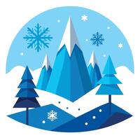 Winter landscape with snowflakes and trees vector