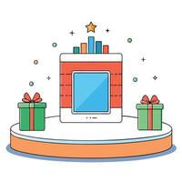 Podium products display background. christmas theme.Created with technology. vector