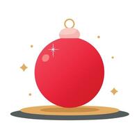 Image of red Christmas silver ball placed on table against glowing white background vector