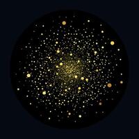 Dark background with golden glowing. Small gold particles on a black background. vector
