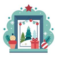 Christmas Interior Design Background. Stylish Frame Mockup. vector
