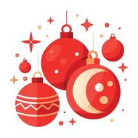 Abstract red christmas background with red christmas baubles and decorations. bokeh and sparkles. vector