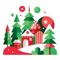Modern and abstract christmas scene background with red and green colors vector