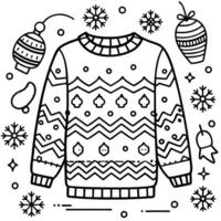 Flat lay of colorful National Ugly Christmas Sweater Day decorations vector