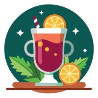 Mulled wine on a wooden background. product. Christmas background. place for text vector