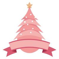 Pink christmas banner with light pink christmas tree with place for text vector