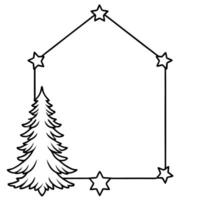 Winter neon cyber conifer frame. Christmas tree flat lay background with copy space. vector