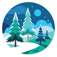 Winter landscape with trees and snow vector