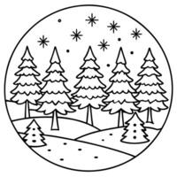 Winter day in forest with christmas trees and snow as illustration vector