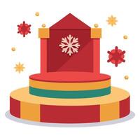 3d render of christmas background with festive podium and snowflakes. Elegant product stand. vector