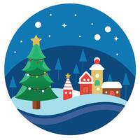 Panorama illustration of a christmas scene with bokeh and room for text. vector