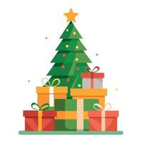Gift-wrapped presents stacked under the Christmas tree. emphasizing the joy of giving vector