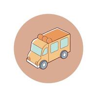 Top view of a gingerbread truck cookie on a isolated pastel background Copy space vector