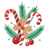 White Background with christmas candy canes and pine vector