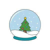 Christmas glass ball with christmas tree on snow with bokeh background vector