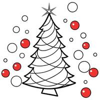 Christmas tree and red christmas balls on abstract defocus background with bokeh. vector