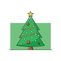Christmas tree on green background. Copy space. Banner. Xmas greeting card vector