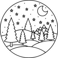 Picture of a magical winter wonderland with a full moon as christmas background vector