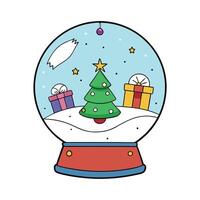 Magical snow globe with Christmas decorations created with technology vector