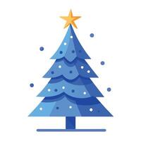 Blue christmas tree with star as greeting card design vector
