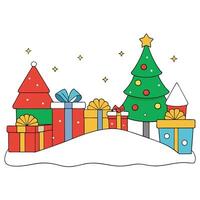 Christmas background with isolated christmas gifts. Imagery of a fictitious Xmas scenery vector