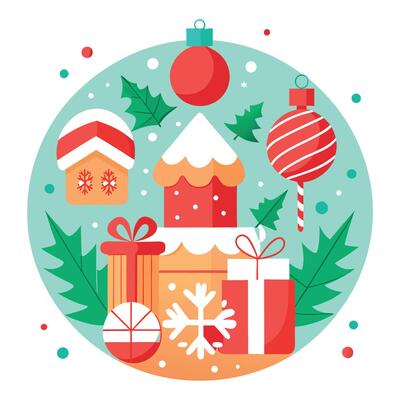 Merry christmas and happy new year festive background.