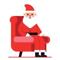 Santa claus with red hat on a red chair creative minimalism. christmas card vector