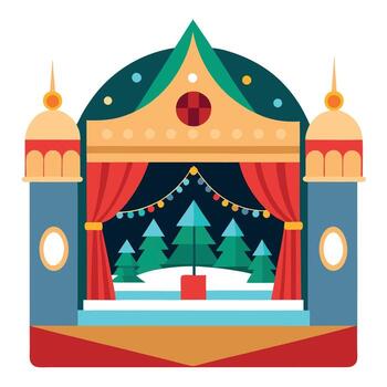 un panorámico ver de el cascanueces ballet escenario. Navidad imagen. fotorrealista ilustración vector