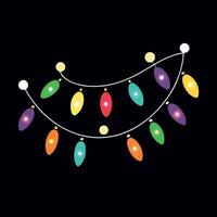 Dark background with colorful christmas light of garland and bokeh vector