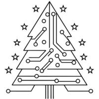 Technology themed electronic sparkling Christmas tree with circuit board elements. copy space vector