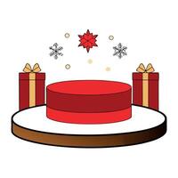 3d render of christmas background with festive podium and snowflakes. Elegant product stand. vector
