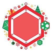 Image of hexagon frame with copy space and christmas decoration on red background vector