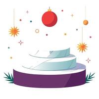 Marble podium floating with christmas concept for product display vector