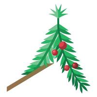 A branch of a Christmas tree in a corner on a white background vector