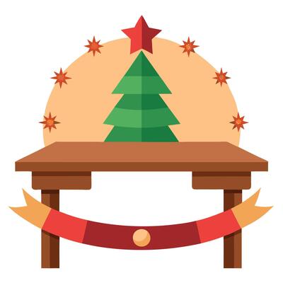 New Year festive empty wooden table blurred background Christmas banner