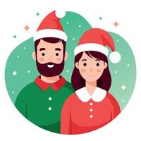 Christmas Themed couple with room for copy space created with technology vector