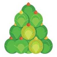 A pile of festive brussels sprouts in the shape of a christmas tree vector