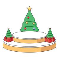 Luxury Merry Christmas product display podium with pine tree and decoration 3d render vector