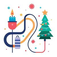 Creative New Year design template with fiber optic cable and an abstract Christmas tree. vector