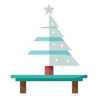 A white christmas tree sitting on top of a table. Simple Christmas trees. vector