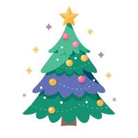 Christmas tree in fairytale magical style with glitter lights vector