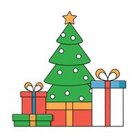 Gift-wrapped presents stacked under the Christmas tree. emphasizing the joy of giving vector