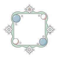 Pastel light color christmas frame with balls and snowflakes vector