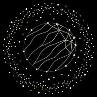 Dark background with golden glowing. Small gold particles on a black background. vector